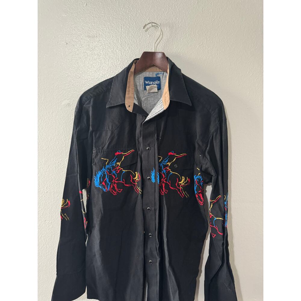 Vintage Wrangler Western Shirt Long Sleeve Bronco L